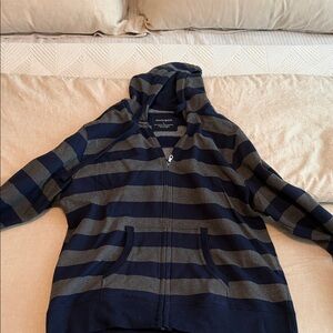 Madison Men's Blue and Gray Zip-Up Sweater